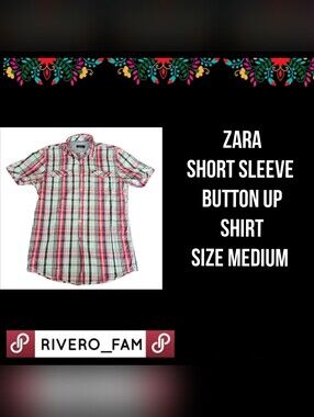 ZARA |SHORT SLEEVE BUTTON UP SHIRT | SIZE MEDIUM